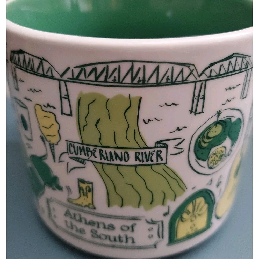 Starbucks Nashville Mug Green 14oz Been There Series BWB 20 Large Ceramic Cup